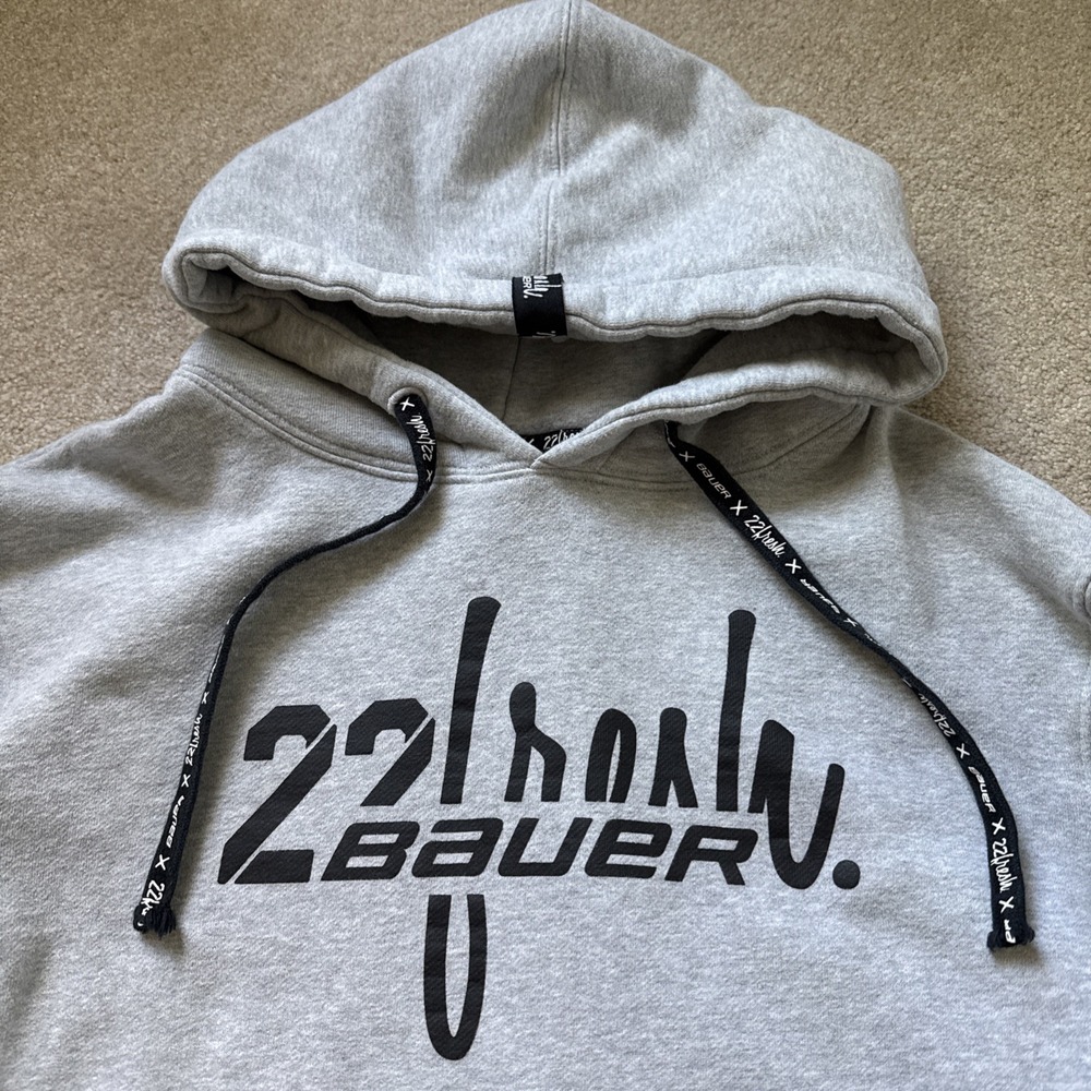 Bauer x 22Fresh Pullover Hoodie Gray Fleece Hockey Men's XS - Picture 6 of 10